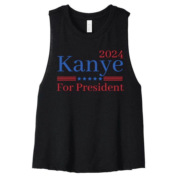 Kanye 2024 For President Women's Racerback Cropped Tank