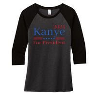 Kanye 2024 For President Women's Tri-Blend 3/4-Sleeve Raglan Shirt