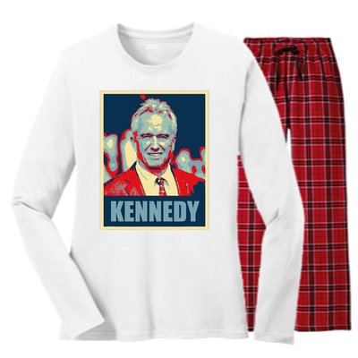 Kennedy 2024 For President Election Poster Women's Long Sleeve Flannel Pajama Set 