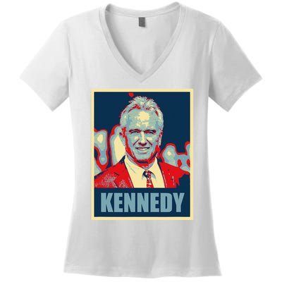 Kennedy 2024 For President Election Poster Women's V-Neck T-Shirt