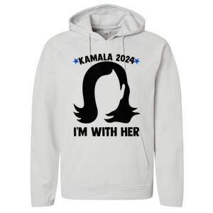 Kamala 2024 IM With Her Silhouette President Vote Blue Usa Performance Fleece Hoodie