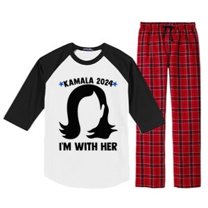 Kamala 2024 IM With Her Silhouette President Vote Blue Usa Raglan Sleeve Pajama Set