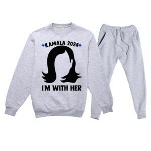 Kamala 2024 IM With Her Silhouette President Vote Blue Usa Premium Crewneck Sweatsuit Set