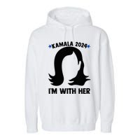 Kamala 2024 IM With Her Silhouette President Vote Blue Usa Garment-Dyed Fleece Hoodie