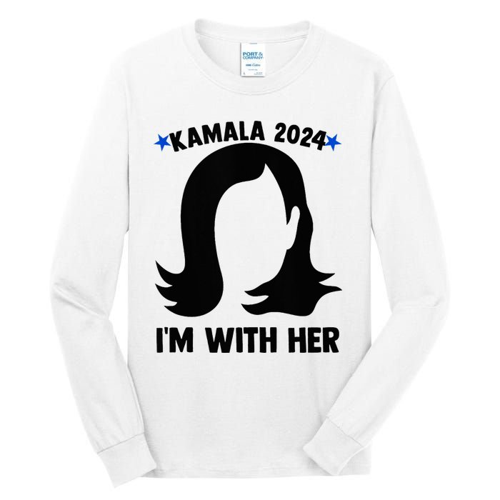 Kamala 2024 IM With Her Silhouette President Vote Blue Usa Tall Long Sleeve T-Shirt