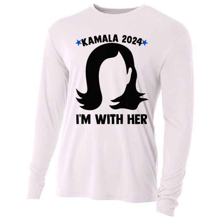 Kamala 2024 IM With Her Silhouette President Vote Blue Usa Cooling Performance Long Sleeve Crew