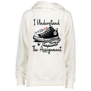 Kamala 2024 I Understand The Assignment Chucks And Pearls Womens Funnel Neck Pullover Hood