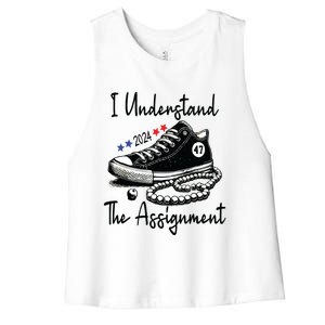 Kamala 2024 I Understand The Assignment Chucks And Pearls Women's Racerback Cropped Tank