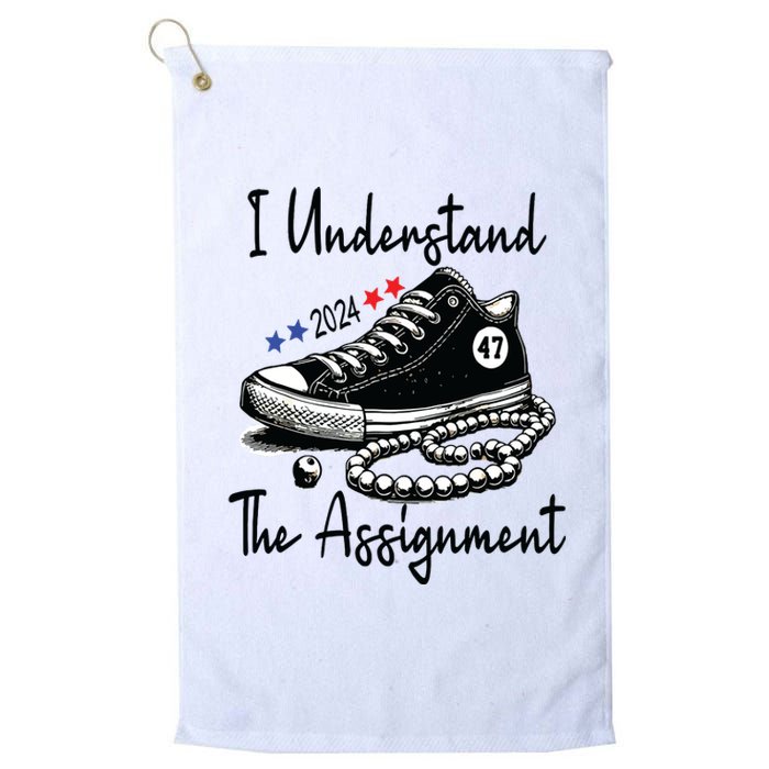 Kamala 2024 I Understand The Assignment Chucks And Pearls Platinum Collection Golf Towel