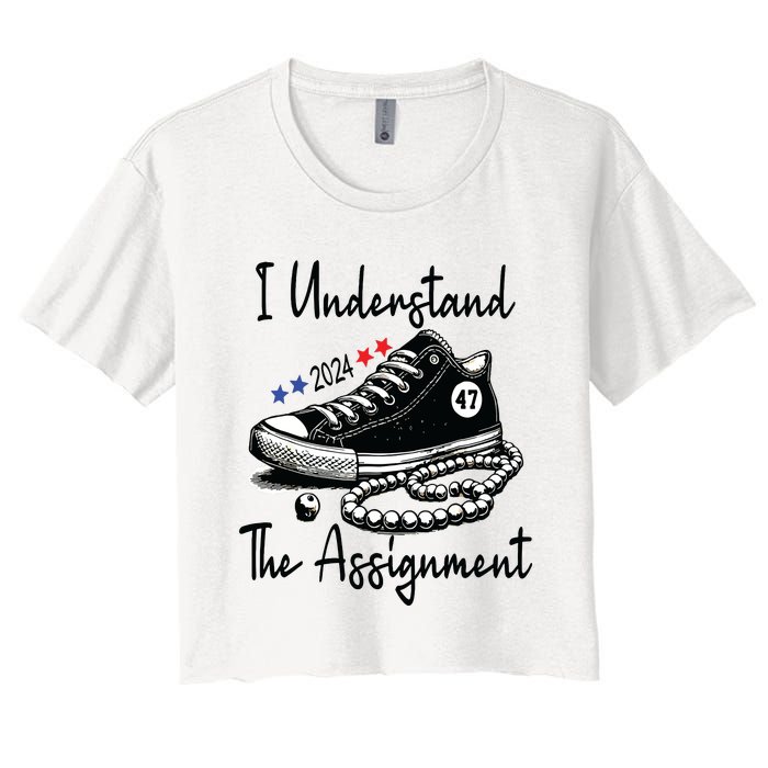 Kamala 2024 I Understand The Assignment Chucks And Pearls Women's Crop Top Tee