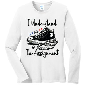 Kamala 2024 I Understand The Assignment Chucks And Pearls Ladies Long Sleeve Shirt