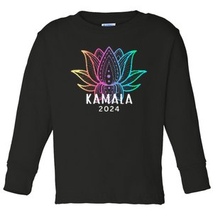 Kamala 2024 Lotus Flower Presidential Campaign Design Gift Toddler Long Sleeve Shirt