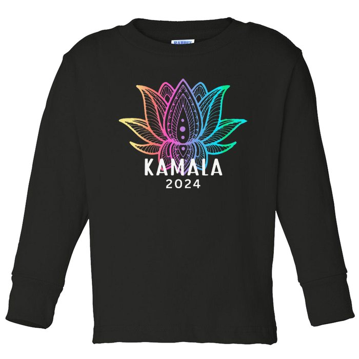 Kamala 2024 Lotus Flower Presidential Campaign Design Gift Toddler Long Sleeve Shirt