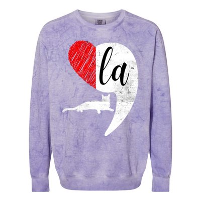 Kamala 2024 Lady Cat Comma La Heart Gift Colorblast Crewneck Sweatshirt