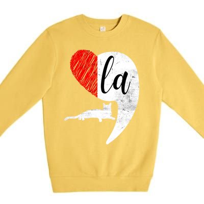 Kamala 2024 Lady Cat Comma La Heart Gift Premium Crewneck Sweatshirt