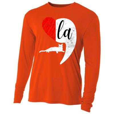 Kamala 2024 Lady Cat Comma La Heart Gift Cooling Performance Long Sleeve Crew