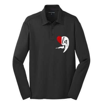 Kamala 2024 Lady Cat Comma La Heart Gift Silk Touch Performance Long Sleeve Polo