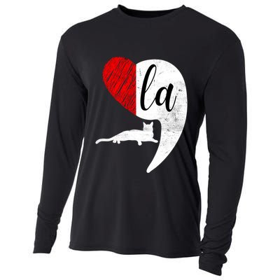 Kamala 2024 Lady Cat Comma La Heart Gift Cooling Performance Long Sleeve Crew
