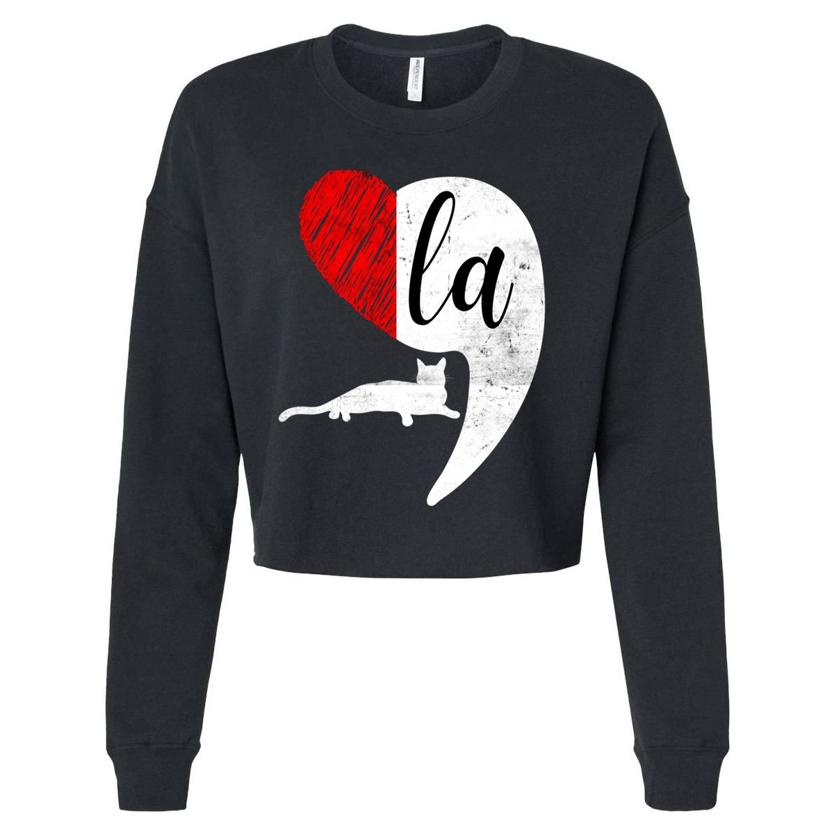 Kamala 2024 Lady Cat Comma La Heart Gift Cropped Pullover Crew