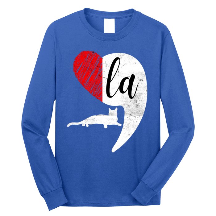 Kamala 2024 Lady Cat Comma La Heart Gift Long Sleeve Shirt