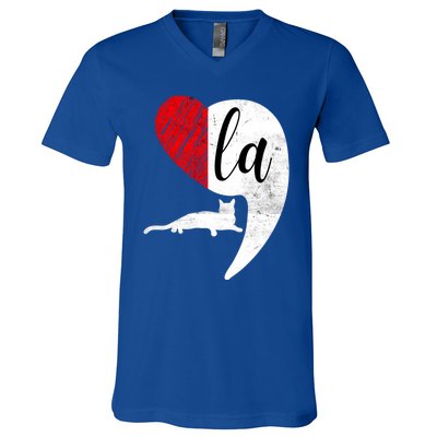 Kamala 2024 Lady Cat Comma La Heart Gift V-Neck T-Shirt