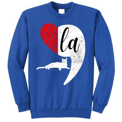 Kamala 2024 Lady Cat Comma La Heart Gift Tall Sweatshirt