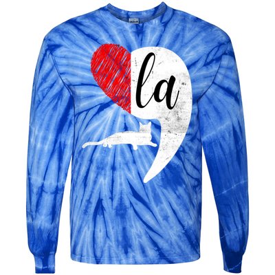 Kamala 2024 Lady Cat Comma La Heart Gift Tie-Dye Long Sleeve Shirt