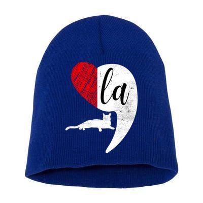 Kamala 2024 Lady Cat Comma La Heart Gift Short Acrylic Beanie