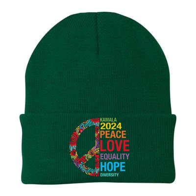 Kamala 2024 Peace Love Equality Hope Diversity Knit Cap Winter Beanie