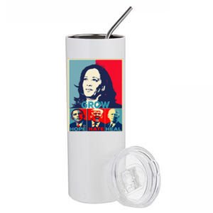 Kamalaharris 2024 President Campaign Hope Hate Heal Grow Stainless Steel Tumbler