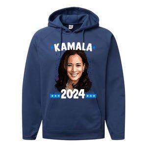 Kamala 2024 President Election Vote Blue Biden Performance Fleece Hoodie