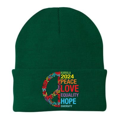 Kamala 2024 Peace Love Equality Hope Diversity Knit Cap Winter Beanie