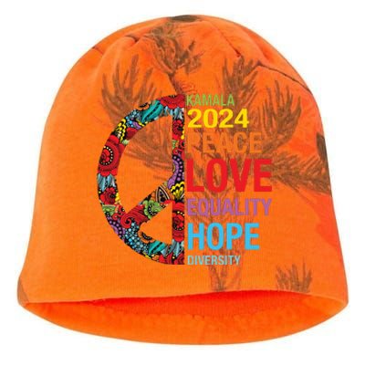 Kamala 2024 Peace Love Equality Hope Diversity Kati - Camo Knit Beanie