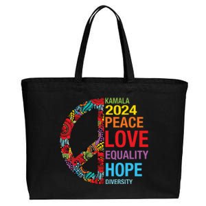 Kamala 2024 Peace Love Equality Hope Diversity Cotton Canvas Jumbo Tote