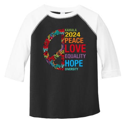 Kamala 2024 Peace Love Equality Hope Diversity Toddler Fine Jersey T-Shirt