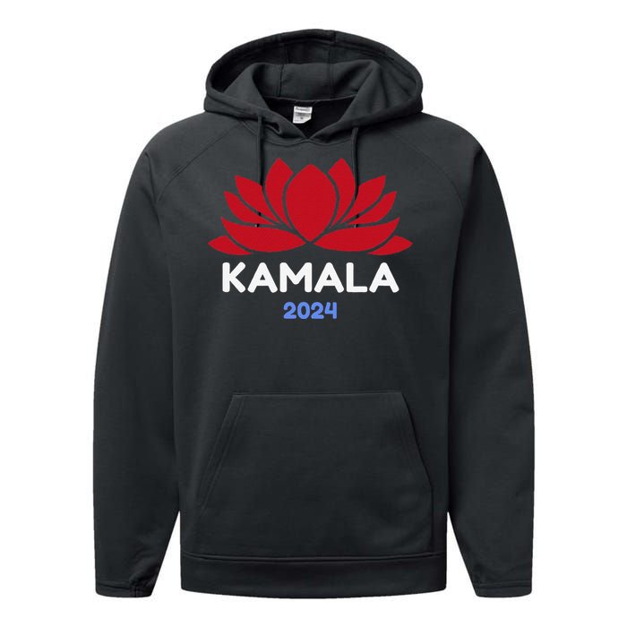 Kamala 2024 Presidential Election Sanskrit Lotus Design Performance Fleece Hoodie