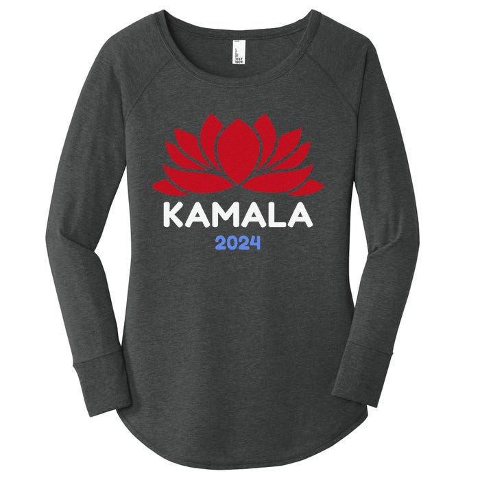 Kamala 2024 Presidential Election Sanskrit Lotus Design Women's Perfect Tri Tunic Long Sleeve Shirt