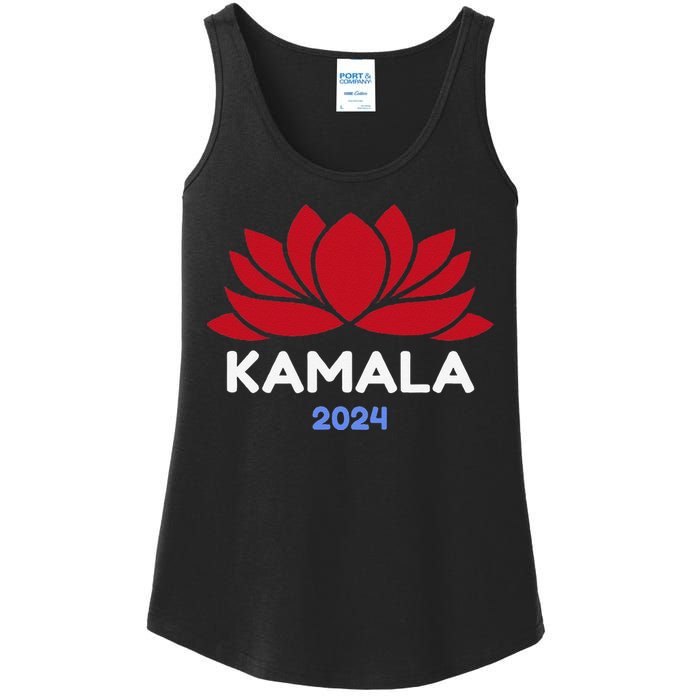 Kamala 2024 Presidential Election Sanskrit Lotus Design Ladies Essential Tank