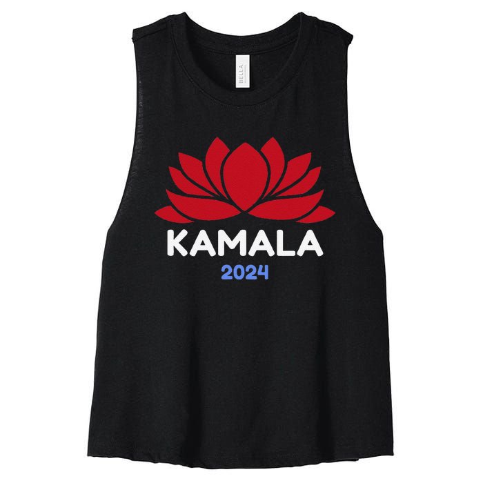 Kamala 2024 Presidential Election Sanskrit Lotus Design Women's Racerback Cropped Tank