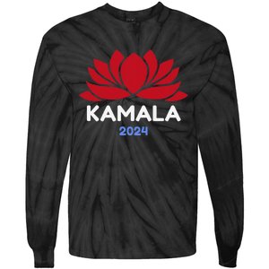 Kamala 2024 Presidential Election Sanskrit Lotus Design Tie-Dye Long Sleeve Shirt