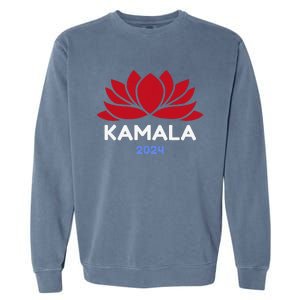 Kamala 2024 Presidential Election Sanskrit Lotus Design Garment-Dyed Sweatshirt