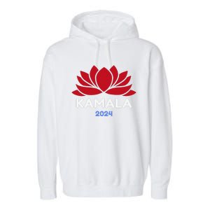 Kamala 2024 Presidential Election Sanskrit Lotus Design Garment-Dyed Fleece Hoodie