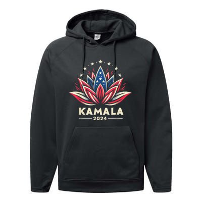 Kamalaharris 2024 Presidential Campaign American Lotus Performance Fleece Hoodie