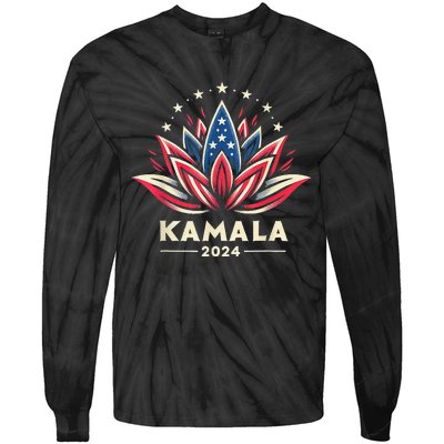 Kamalaharris 2024 Presidential Campaign American Lotus Tie-Dye Long Sleeve Shirt