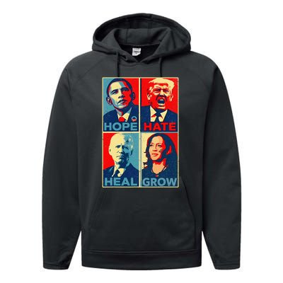 Kamalaharris 2024 President Campaign Hope Hate Heal Grow Performance Fleece Hoodie