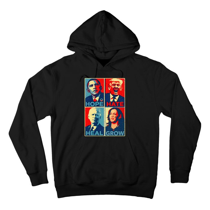 Kamalaharris 2024 President Campaign Hope Hate Heal Grow Hoodie