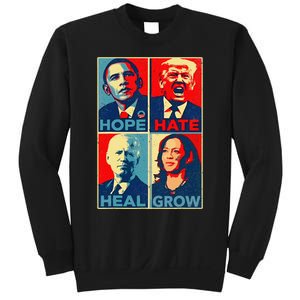 Kamalaharris 2024 President Campaign Hope Hate Heal Grow Sweatshirt