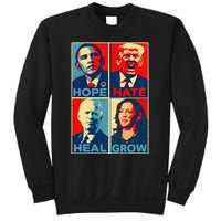 Kamalaharris 2024 President Campaign Hope Hate Heal Grow Sweatshirt