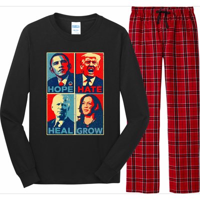 Kamalaharris 2024 President Campaign Hope Hate Heal Grow Long Sleeve Pajama Set