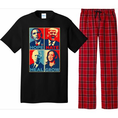 Kamalaharris 2024 President Campaign Hope Hate Heal Grow Pajama Set